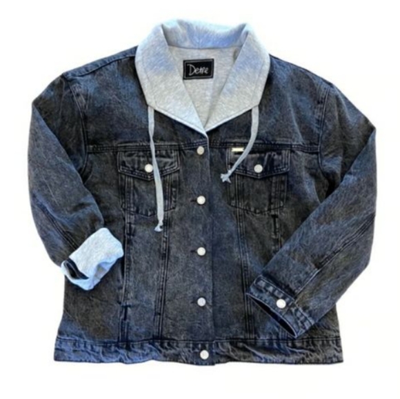 Detre No.2 Black Stone Washed Denim Sweatshirt Jacket - Picture 2 of 13